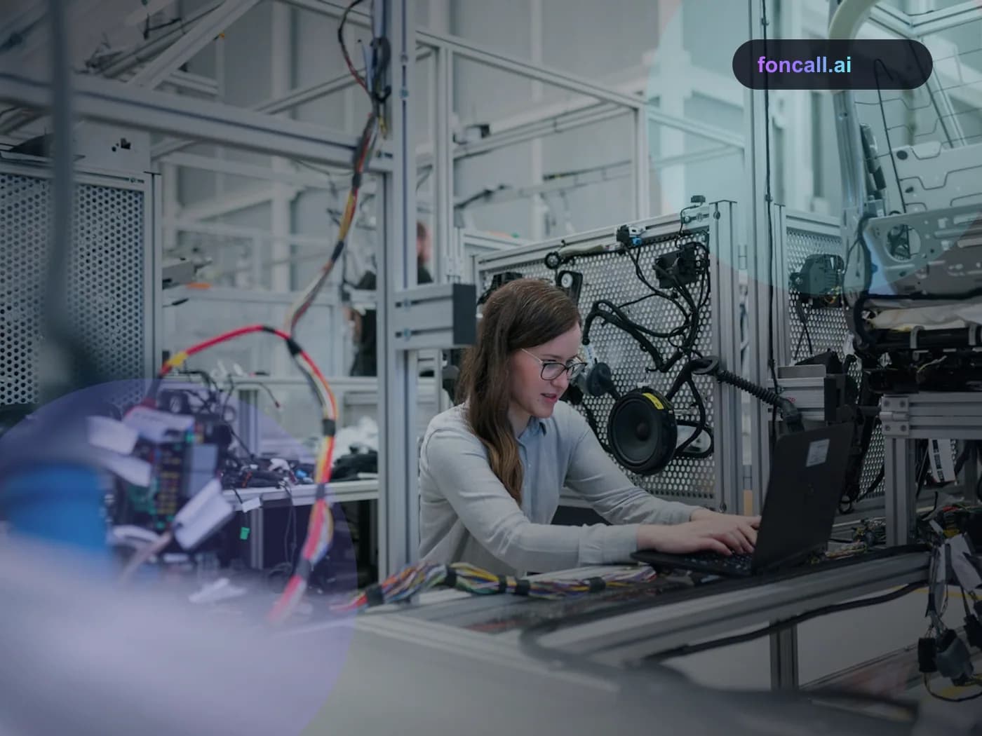 KI-Telefonassistent für Ingenieurbüro | foncall.ai Branchen-Hero KI-Telefonassistent für Ingenieurbüro: Ingenieur arbeitet an technischen Plaenen