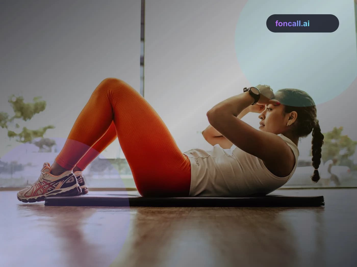 KI-Telefonassistent für Sportstudio | foncall.ai Branchen-Hero KI-Telefonassistent für Sportstudio: Sportstudio mit Trainingsgeraeten